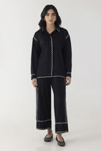 Stitched Black Printed Co-ord
