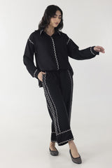 Stitched Black Printed Co-ord
