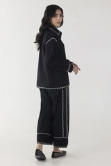 Stitched Black Printed Co-ord