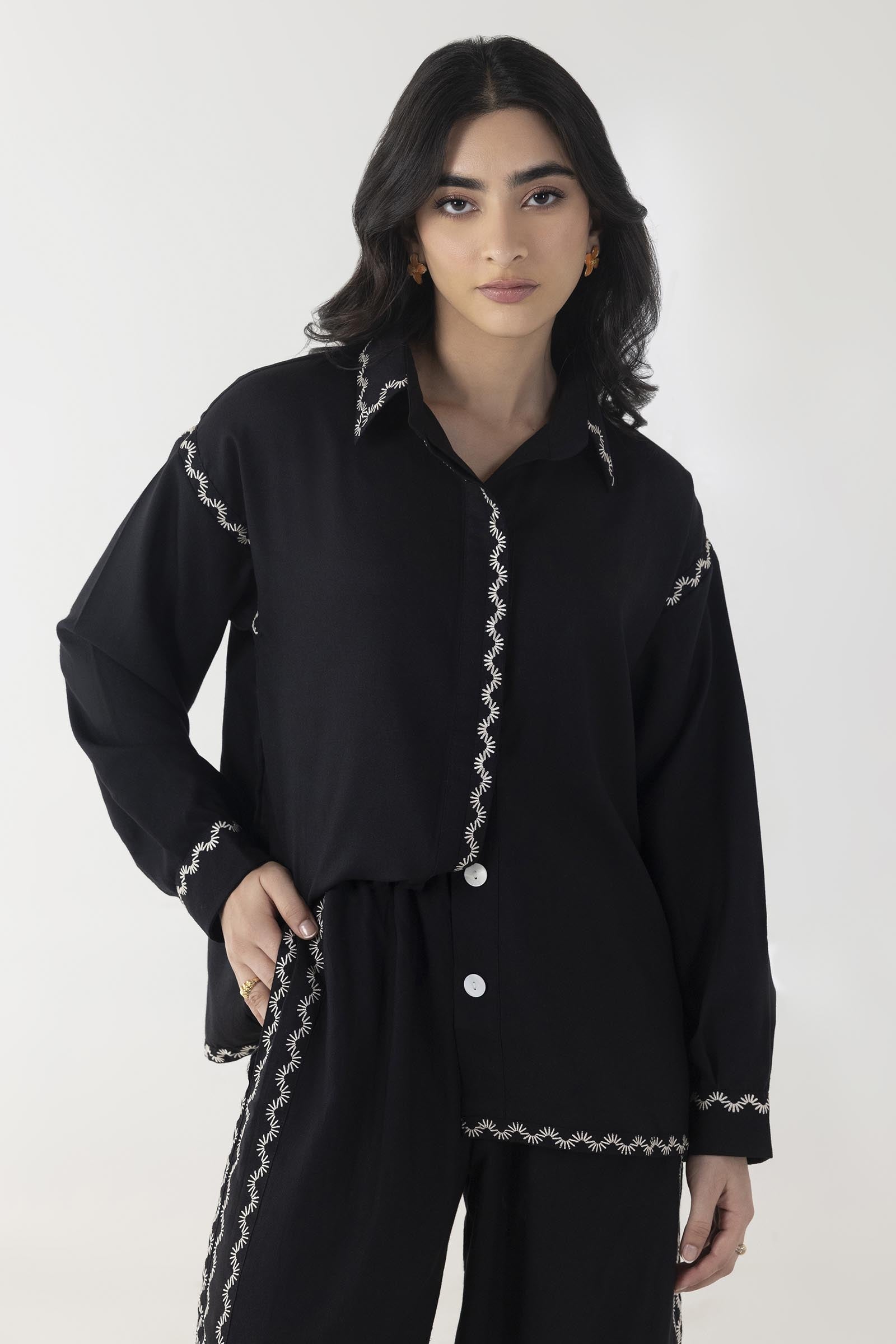 Stitched Black Printed Co-ord Secondary image