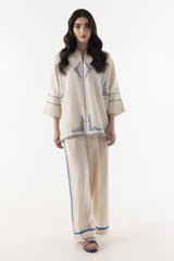 Stitched Cream Printed Co-ord