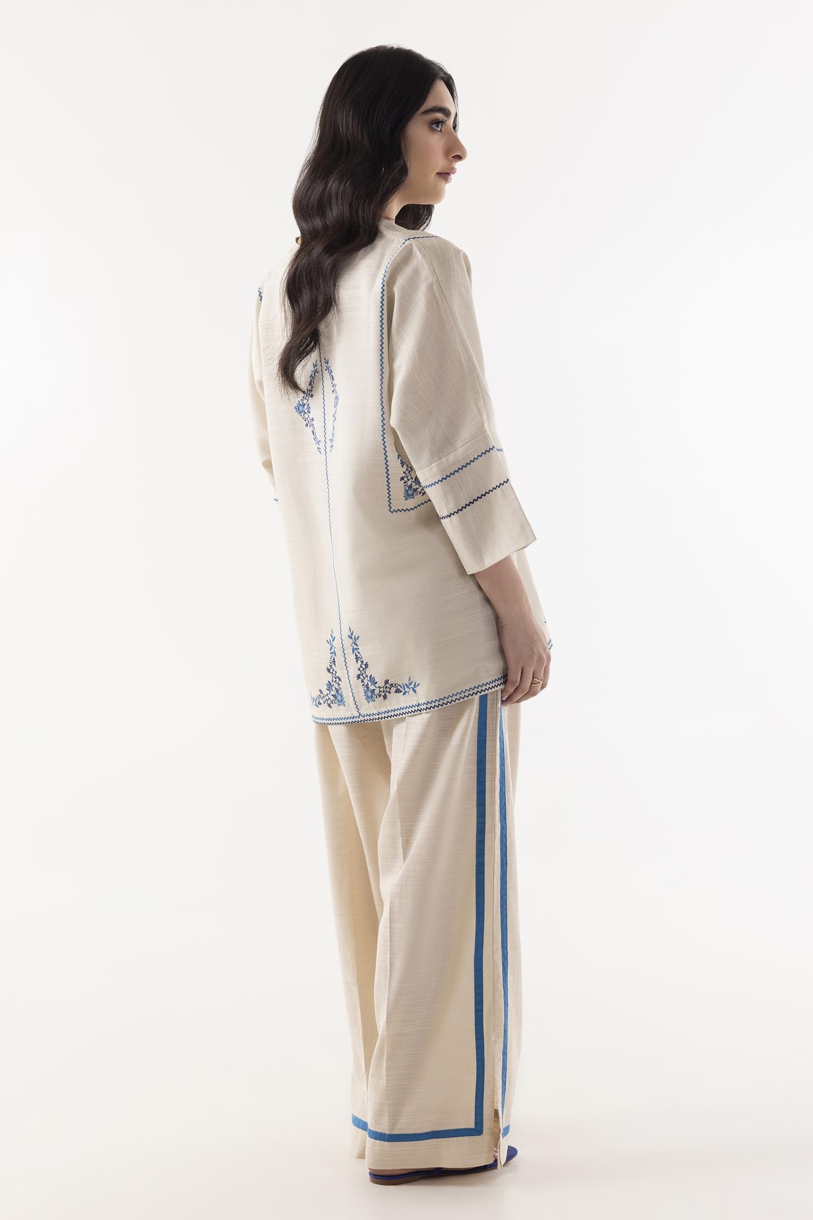Stitched Cream Printed Co-ord