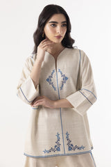 Stitched Cream Printed Co-ord