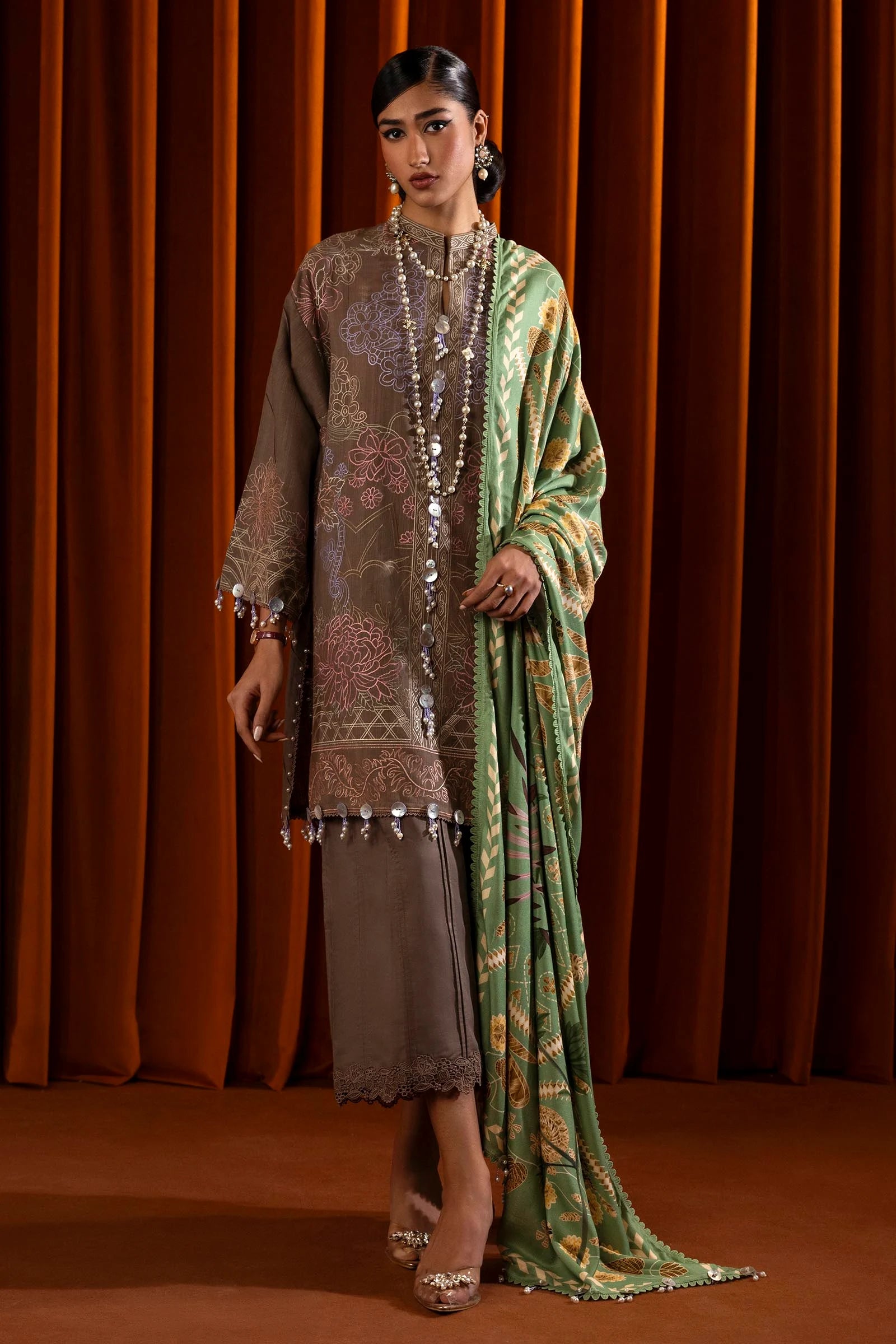 Unstitched Winter Slub 3 Piece Suit