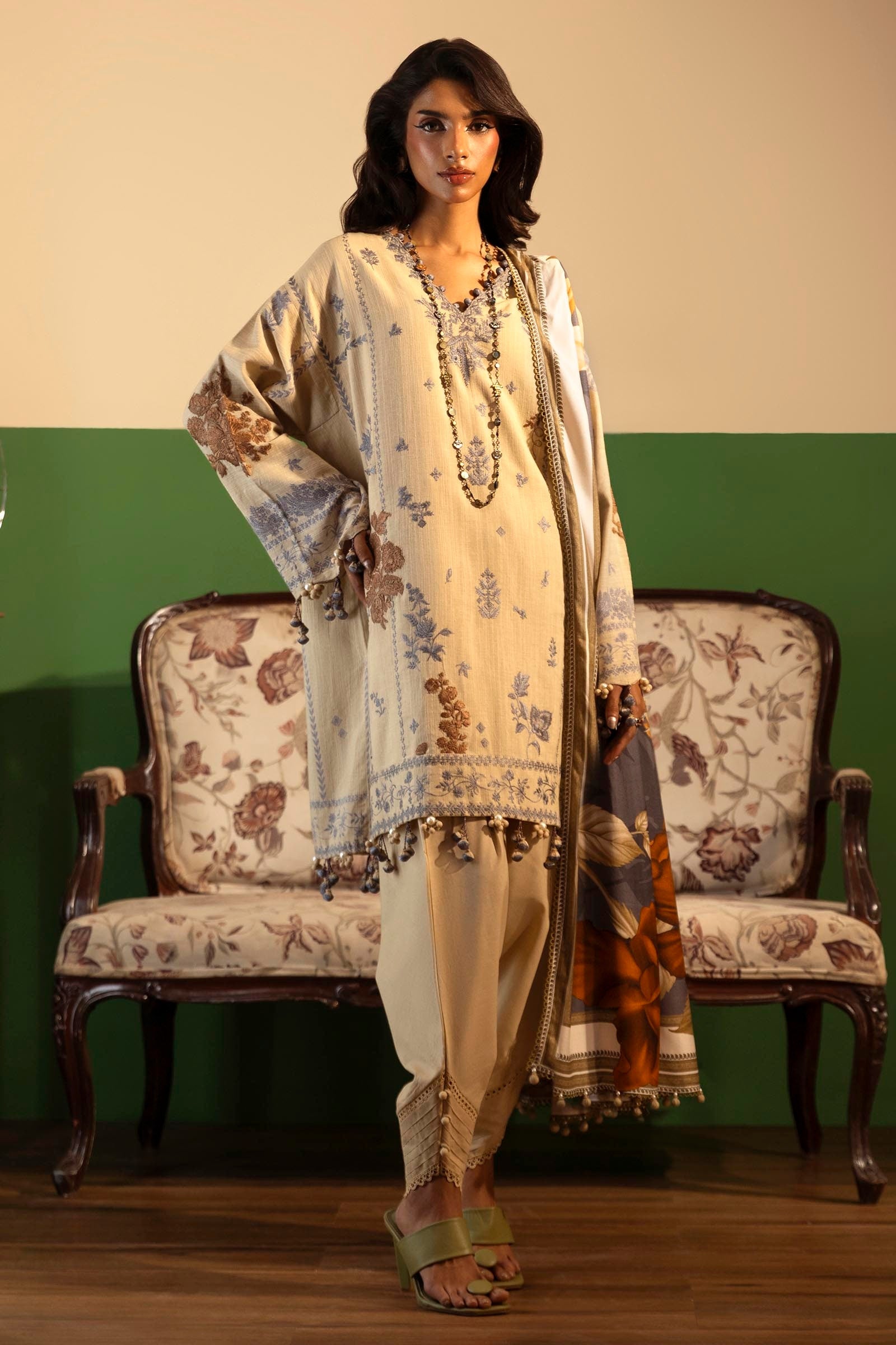Unstitched Winter Slub 3 Piece Suit
