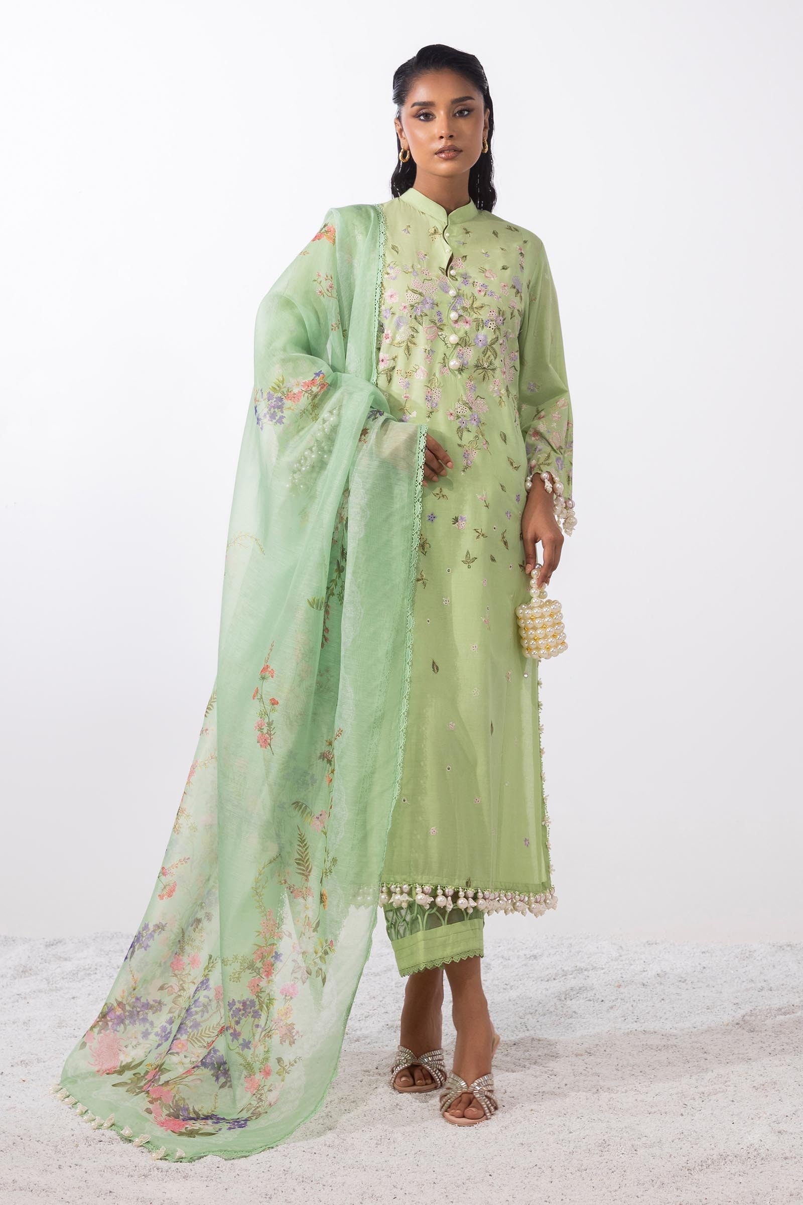 Unstitched Woven net 3 Piece Suit Main image