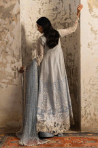 Stitched Sky Blue Embroidered Shirt + Gharara + Dupatta