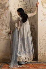 Stitched Sky Blue Embroidered Shirt + Gharara + Dupatta