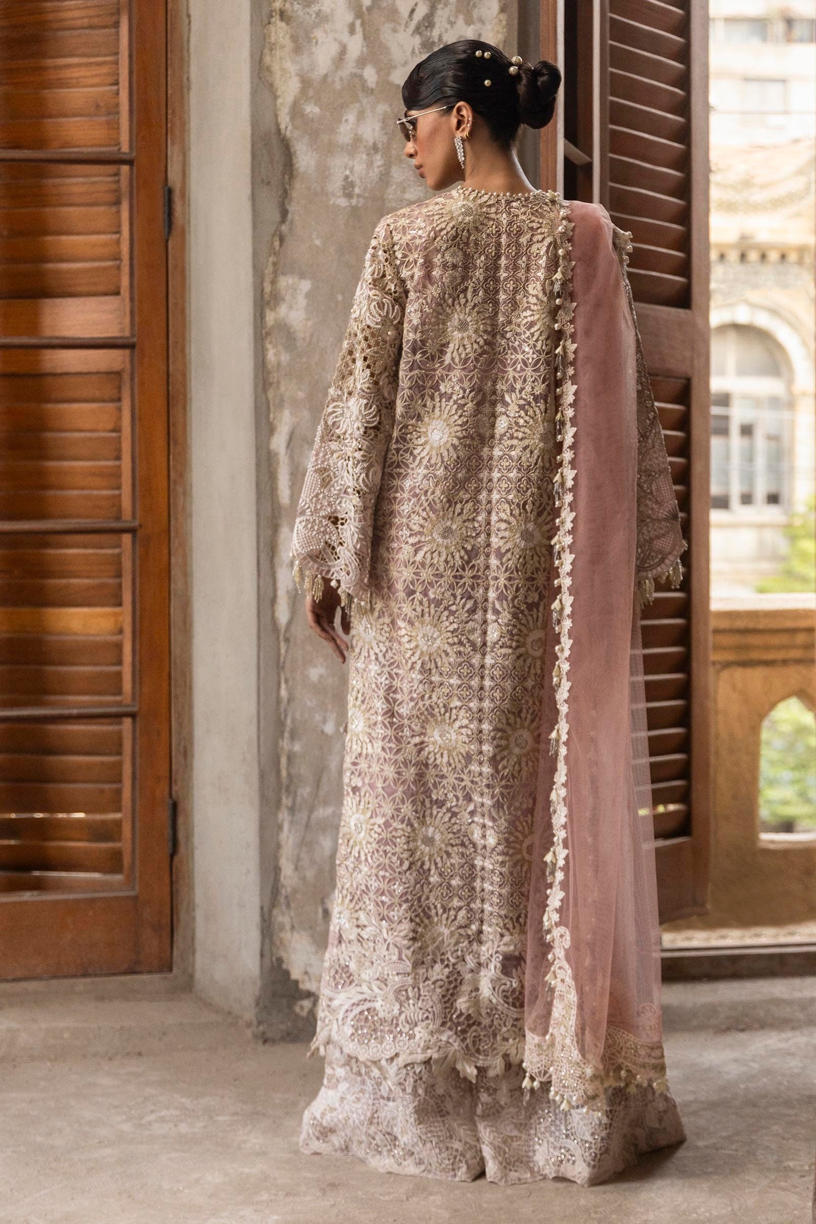 Stitched Tea Pink Embroidered Shirt + Pants + Dupatta Secondary image