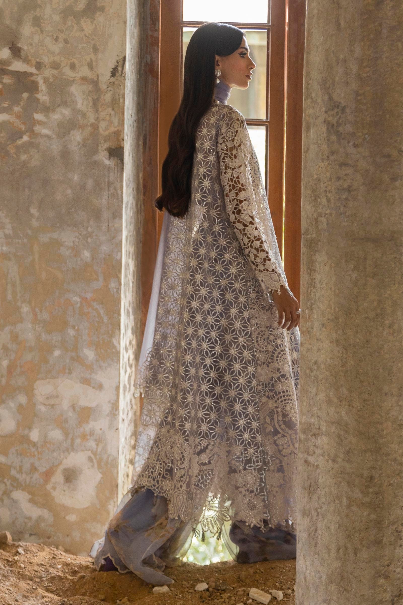 Stitched Lilac Embroidered Shirt + Gharara + Dupatta Secondary image