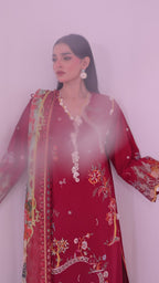 Unstitched Embroidered 3 Piece Muzlin Suit