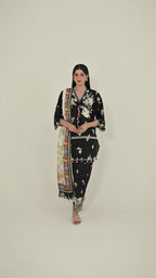 Unstitched Embroidered 3 Piece Muzlin Suit