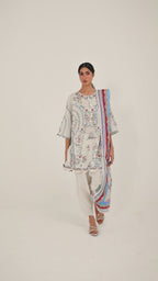 Unstitched Embroidered 3 Piece Muzlin Suit