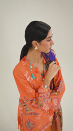 Unstitched Embroidered 3 Piece Muzlin Suit