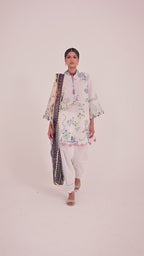 Unstitched Embroidered 3 Piece Muzlin Suit