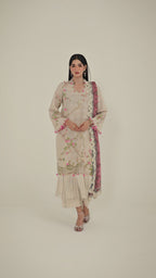 Unstitched Embroidered 3 Piece Muzlin Suit