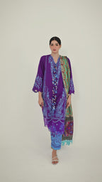 Unstitched Embroidered 3 Piece Muzlin Suit