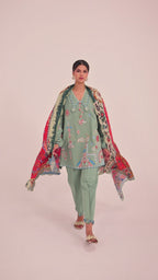 Unstitched Embroidered 3 Piece Muzlin Suit