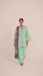 Unstitched Embroidered 3 Piece Muzlin Suit