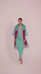 Unstitched Embroidered 3 Piece Muzlin Suit
