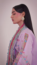 Unstitched Embroidered 3 Piece Muzlin Suit