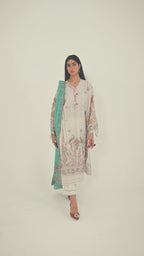 Unstitched Embroidered 3 Piece Muzlin Suit