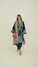 Unstitched Embroidered 3 Piece Muzlin Suit