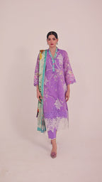 Unstitched Embroidered 3 Piece Muzlin Suit