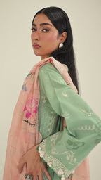 Unstitched Embroidered 3 Piece Muzlin Suit