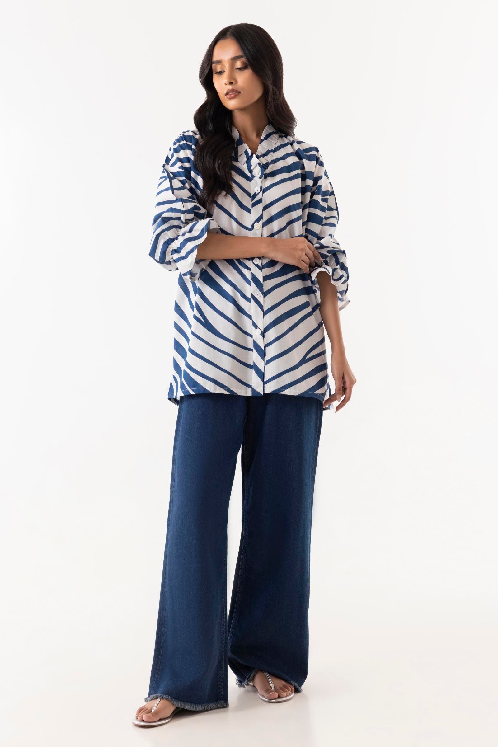 Stitched White & Blue Shirt Main image