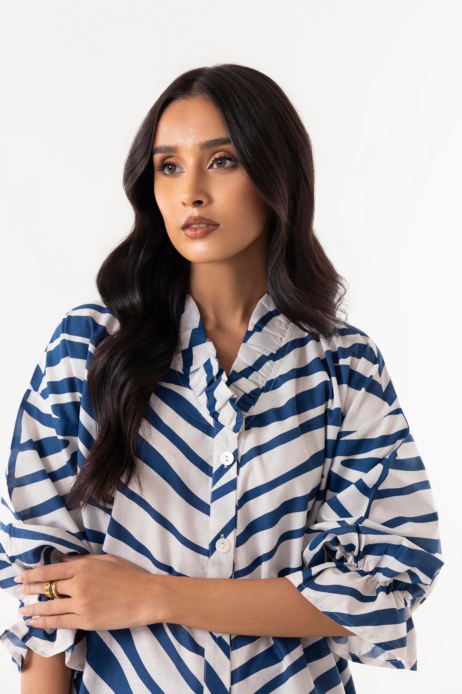 Stitched White & Blue Shirt Secondary image