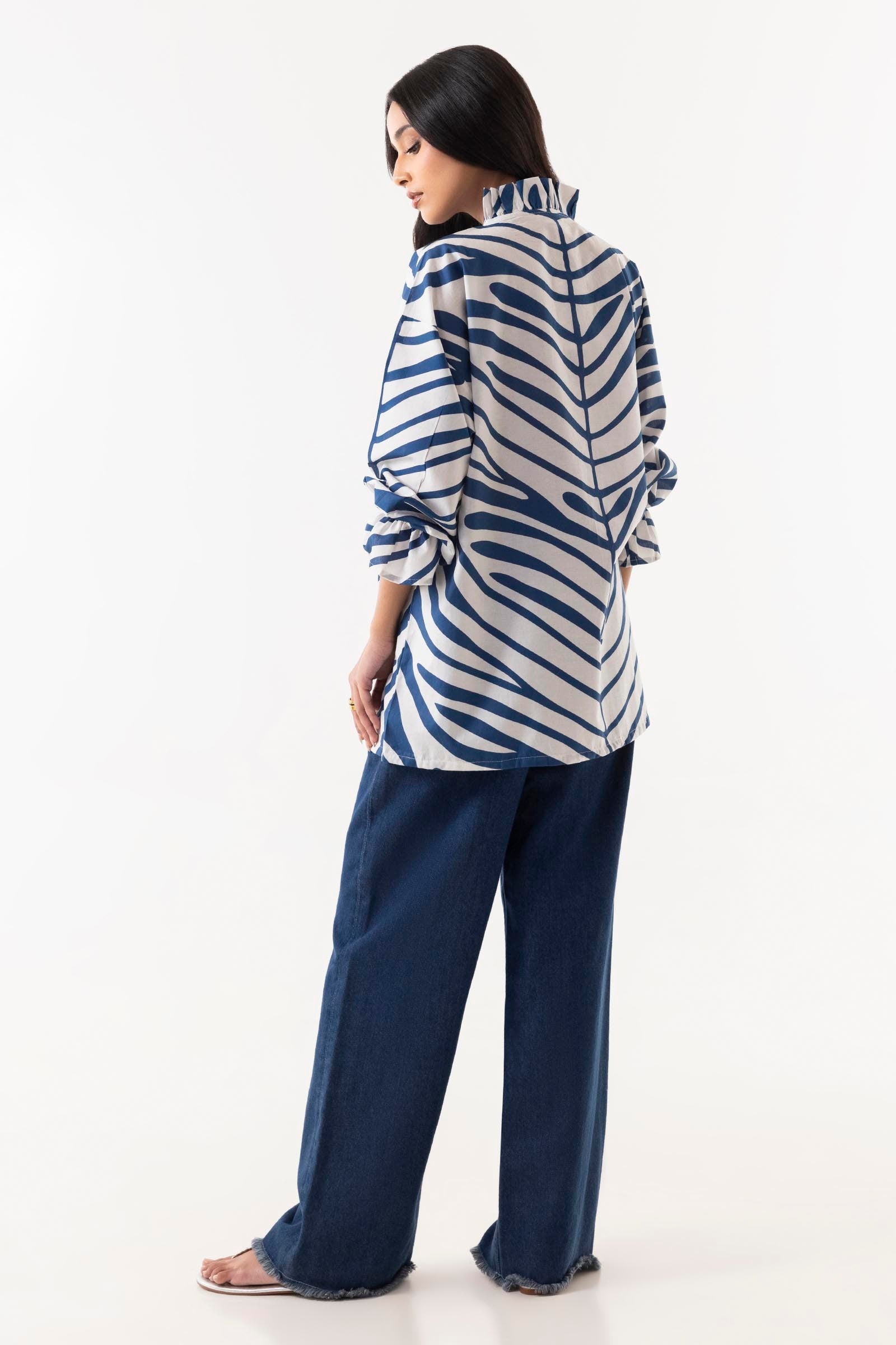 Stitched White & Blue Shirt