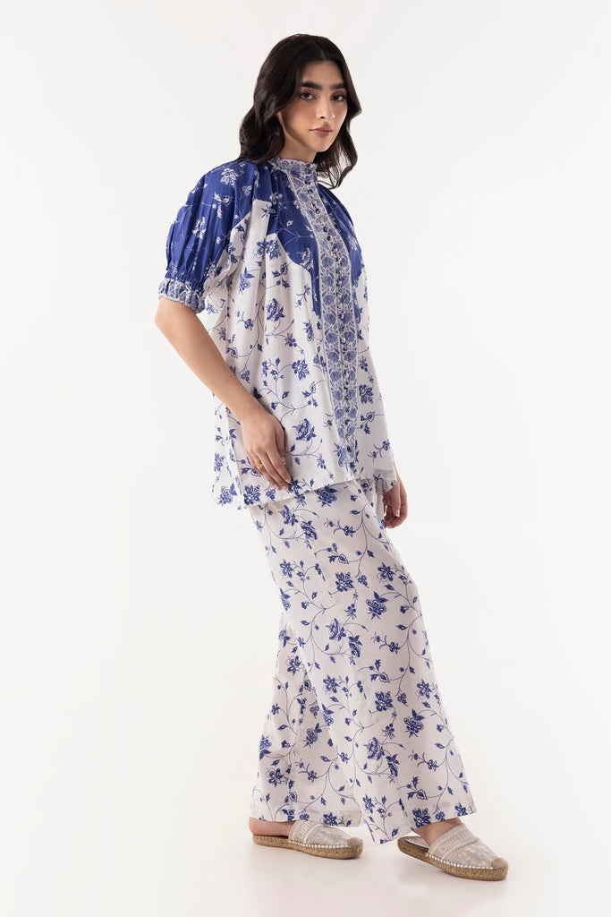 Stitched White & Blue Co-ord Set