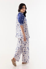 Stitched White & Blue Co-ord Set