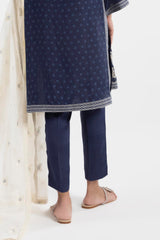 Stitched Blue Straight Pants