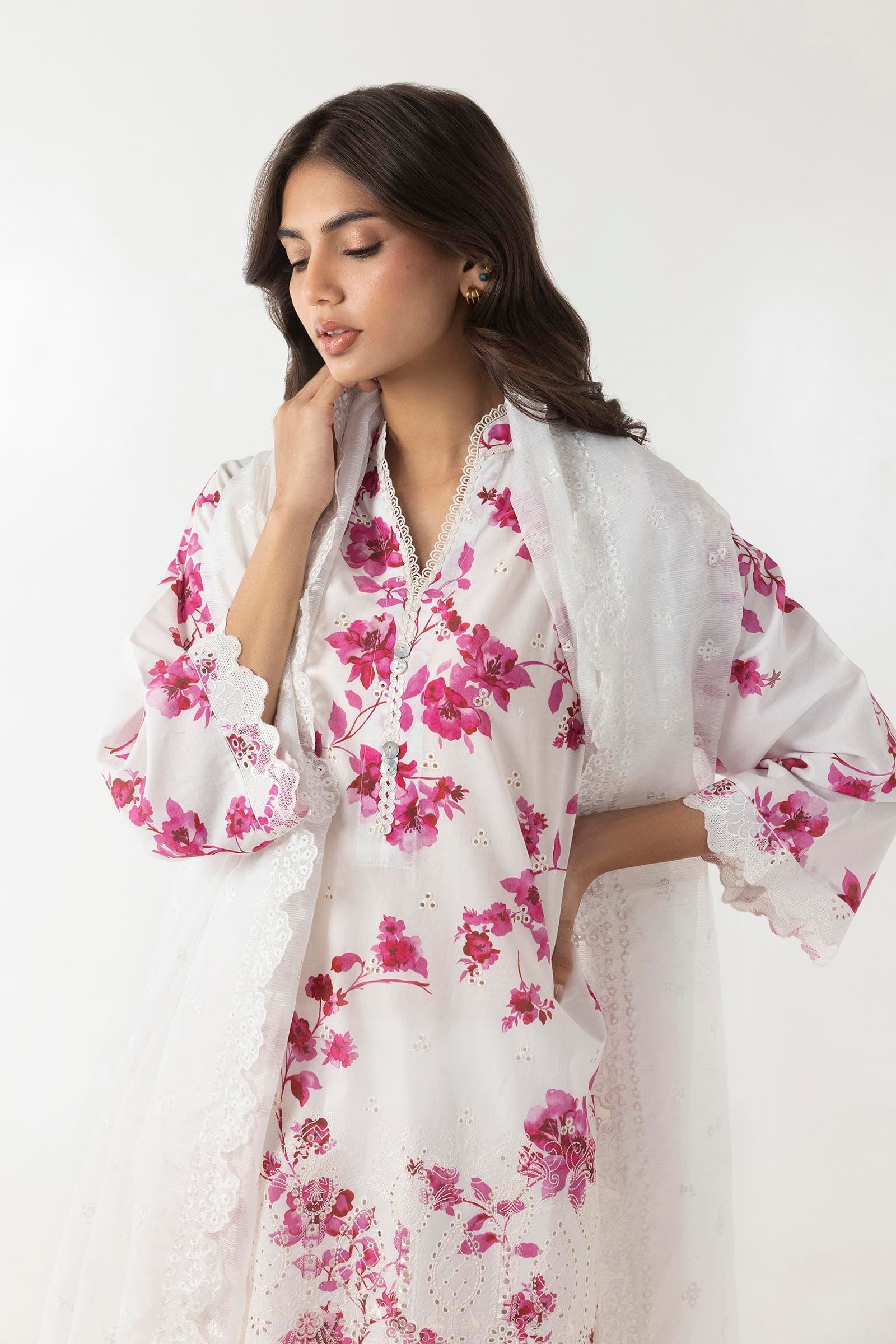 Stitched Lawn Embroidered Shirt