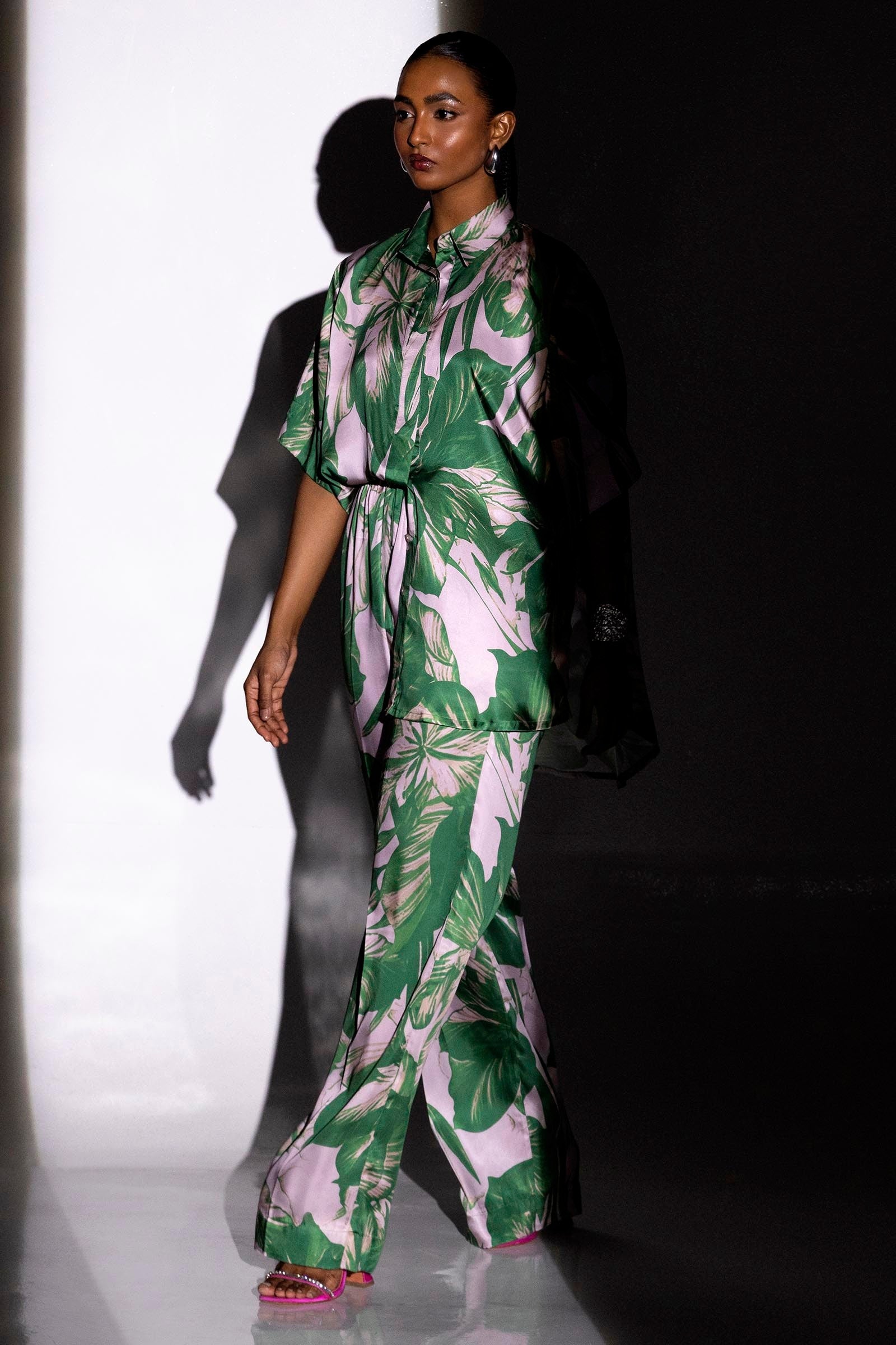 Stitched Satin Printed Shirt + Culotte Main image