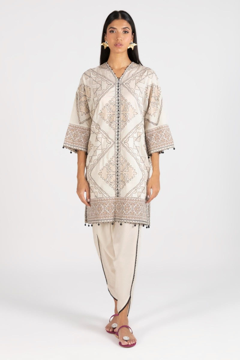Stitched Embroidered  Raw Silk Shirt Main image