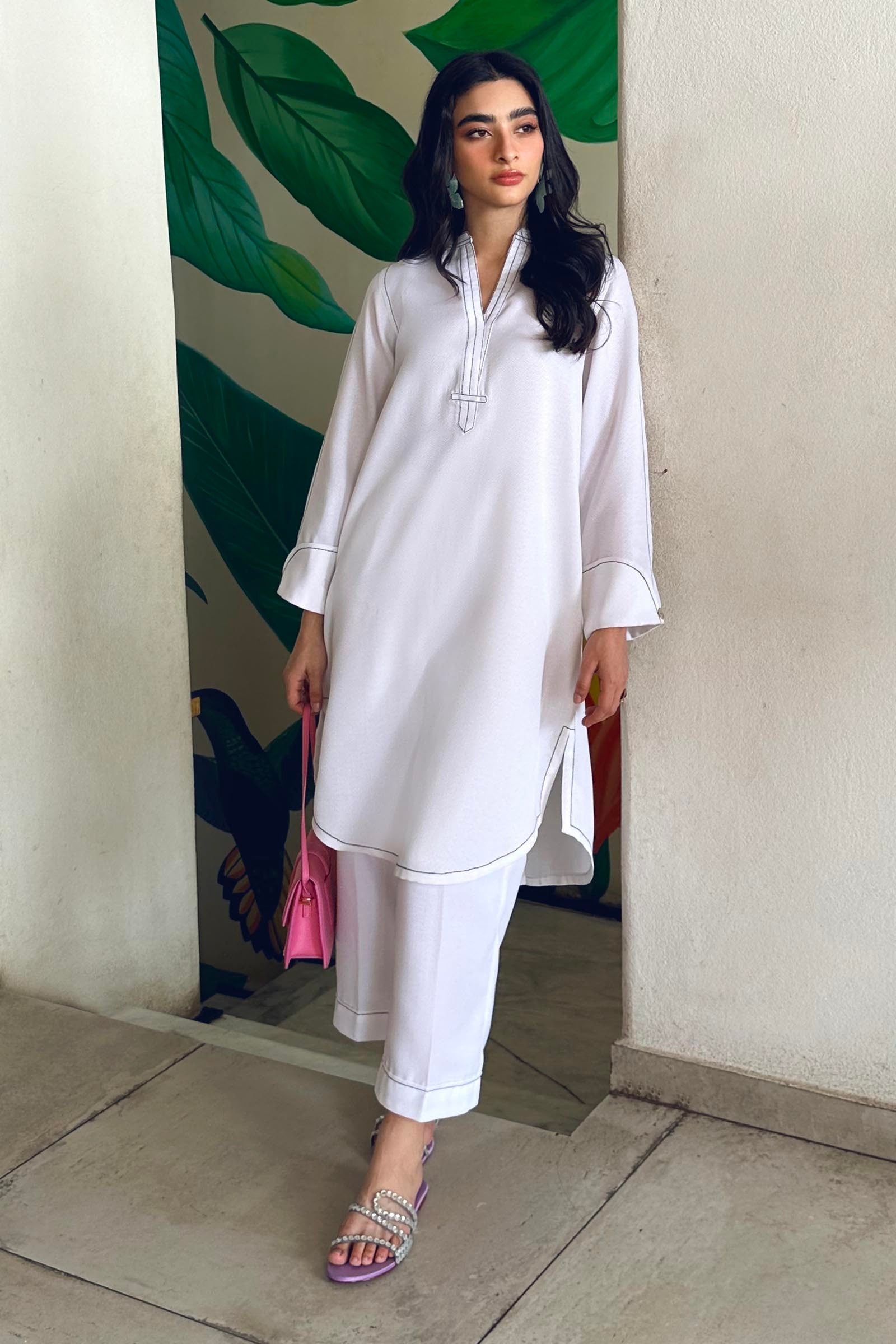 Stitched White Basic Shirt