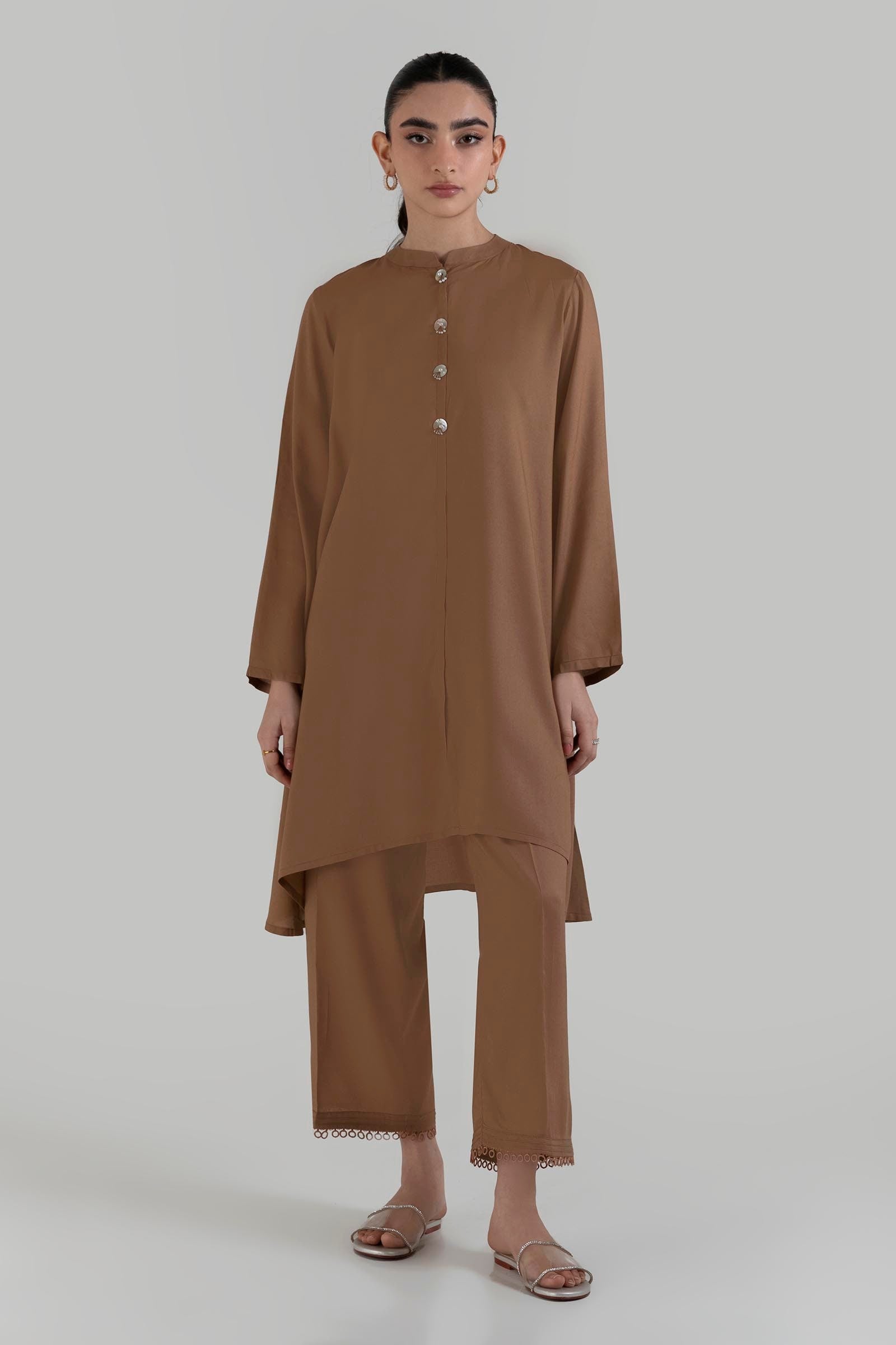 Stitched Brown Printed Shirt Main image
