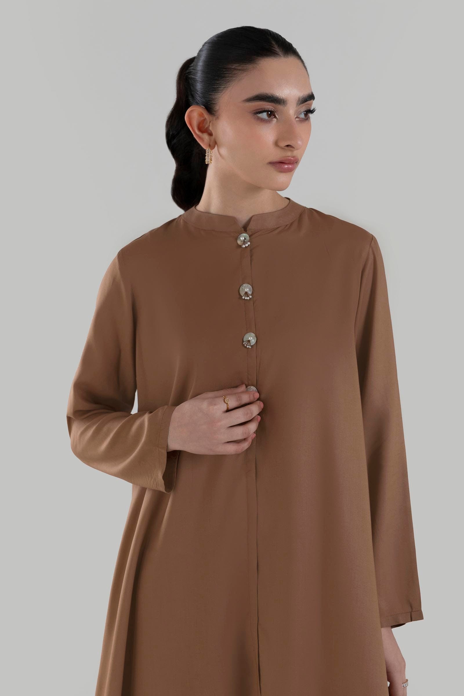 Stitched Brown Printed Shirt Secondary image