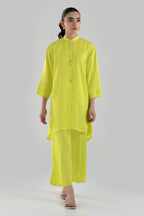 Stitched Neon Green Printed Shirt