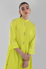 Stitched Neon Green Printed Shirt