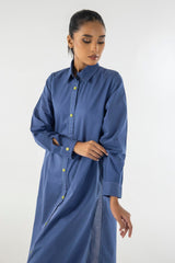 Stitched Dark Blue Printed Shirt + Culotte