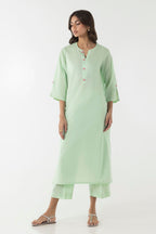Stitched Light Green Printed Shirt + Culotte