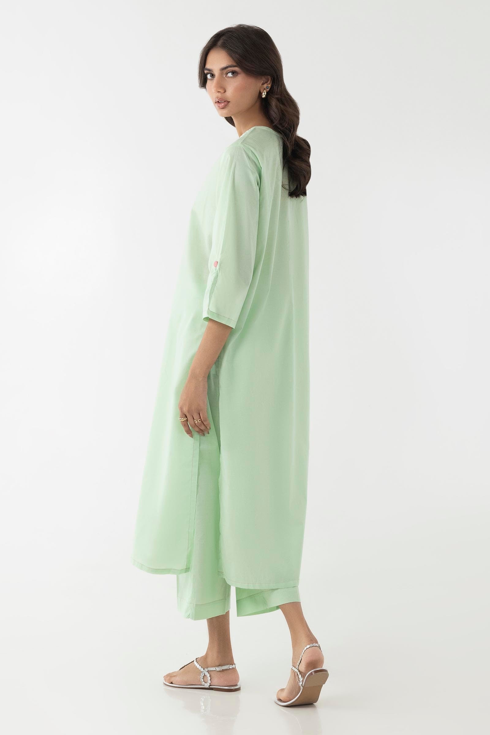 Stitched Light Green Printed Shirt + Culotte Secondary image