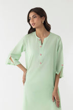 Stitched Light Green Printed Shirt + Culotte