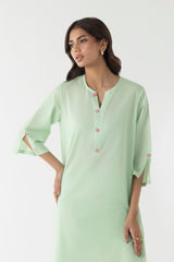 Stitched Light Green Printed Shirt + Culotte
