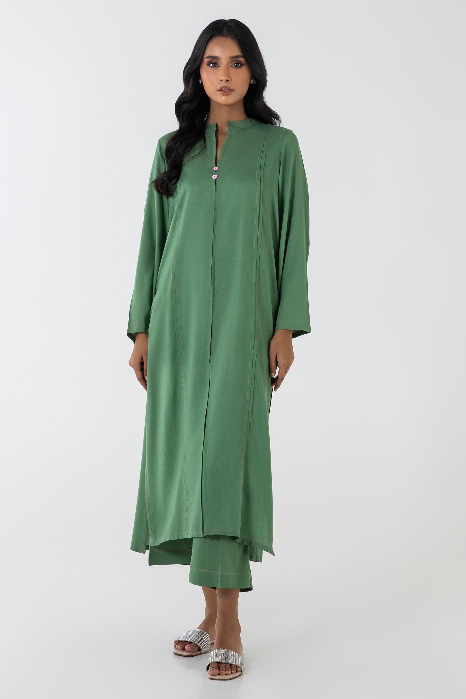Stitched Green Linen Shirt + Culotte Main image