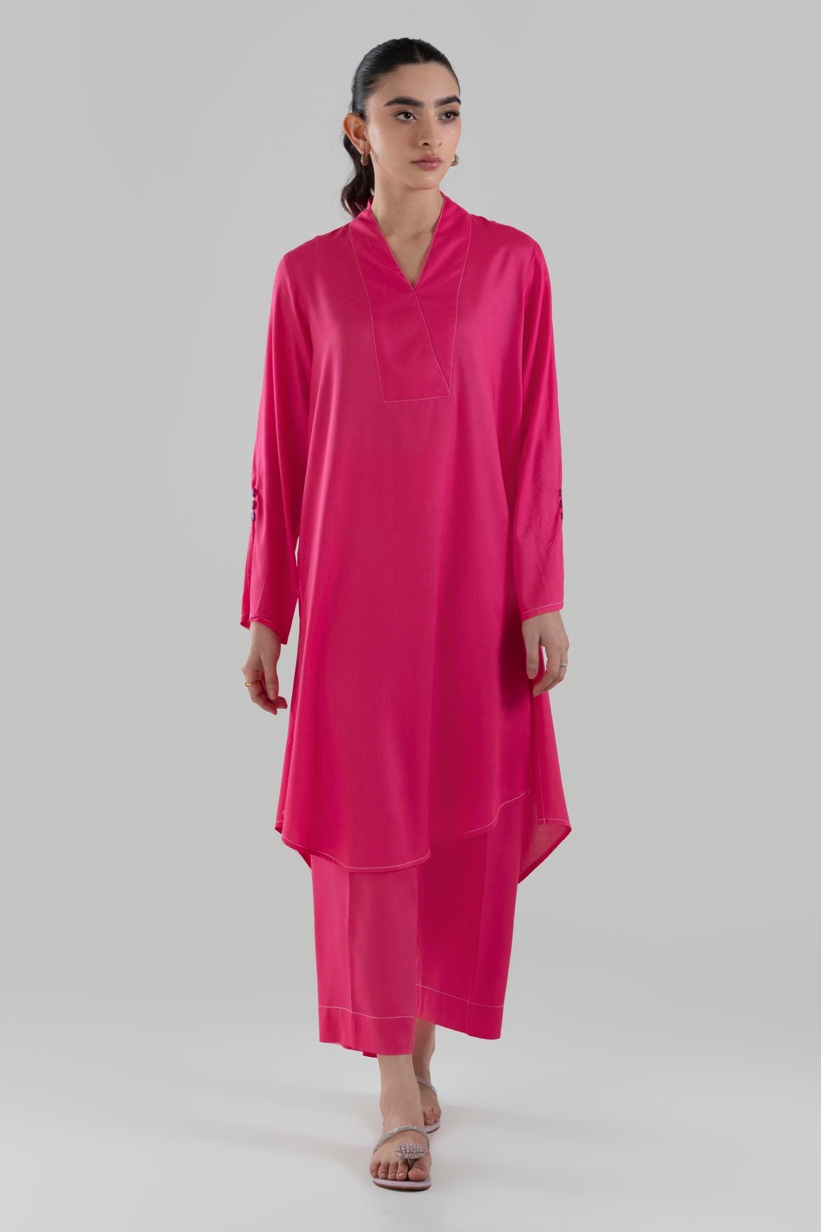 Stitched Pink Printed Shirt Main image